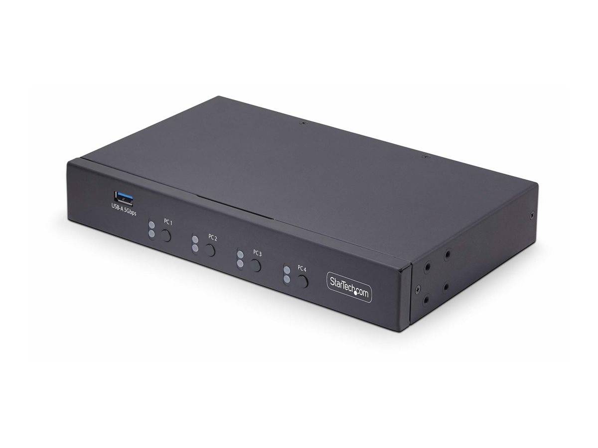 StarTech.com 4-Port KM Switch with Mouse Roaming, USB Switch for Keyboard/Mouse, 3.5mm and USB Audio, Peripheral Sharing