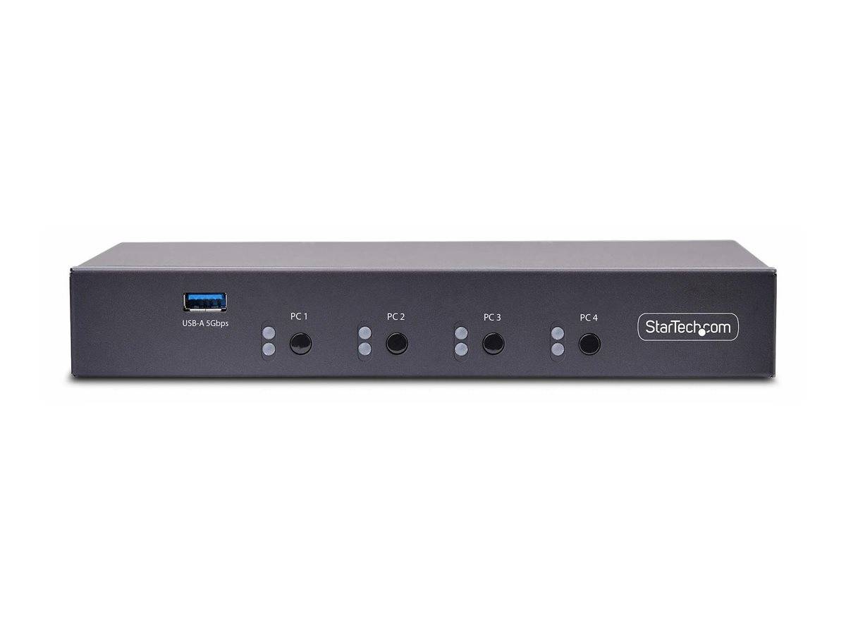 StarTech.com 4-Port KM Switch with Mouse Roaming, USB Switch for Keyboard/Mouse, 3.5mm and USB Audio, Peripheral Sharing
