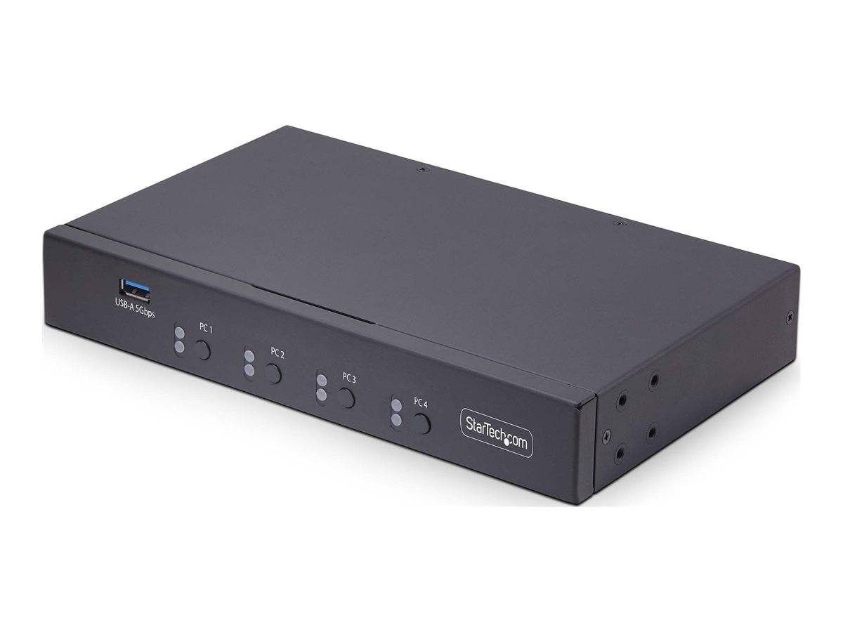 StarTech.com 4-Port KM Switch with Mouse Roaming, USB Switch for Keyboard/Mouse, 3.5mm and USB Audio, Peripheral Sharing for 4 Computers, USB 3.0
