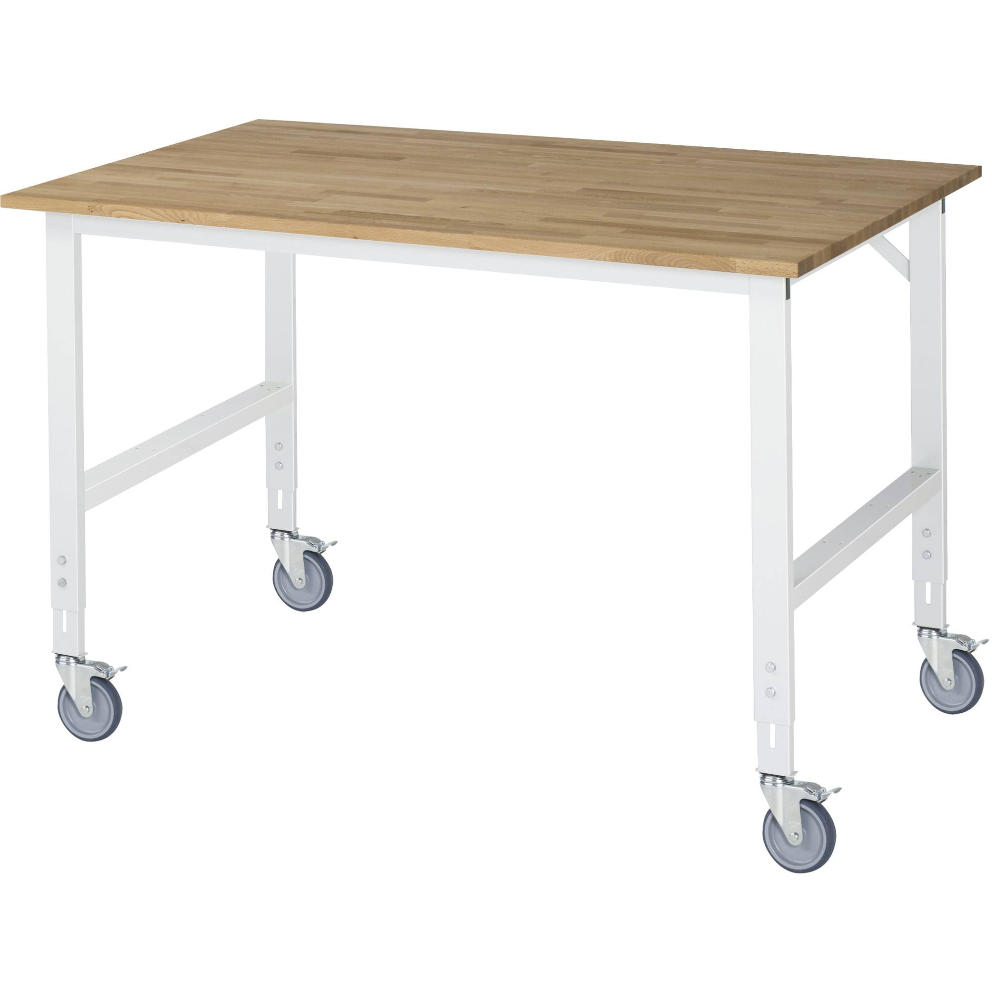RAU Arbeitstisch 1500x1000x910-1230 fahrbar B-Platte 25mm l.gr