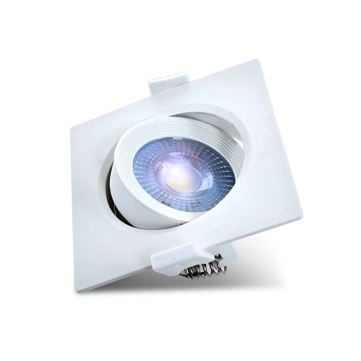 LED 5W COB Einbaustrahler 38° Grad Schwenkbar 90x90mm Eckig Kaltweiß Spot Einbauleuchte 380 Lumen Deckenleuchte Weiß