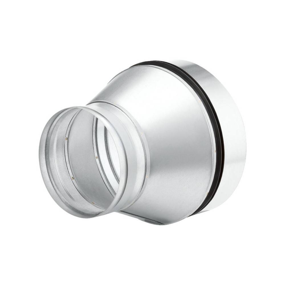 Adapter für Metallrohr in Silber mit schwarzem Gummiabdichtung, isoliert auf weißem Hintergrund dargestellt.