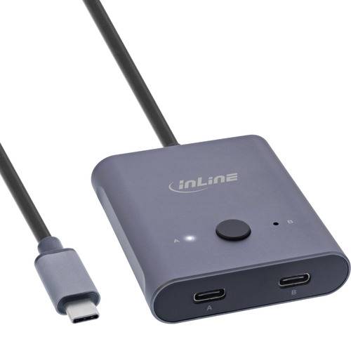InLine® USB-C Switch, bidirektionaler Umschalter, 8K, 10Gb/s, 100W Netzwerk-Infrastruktur Switches