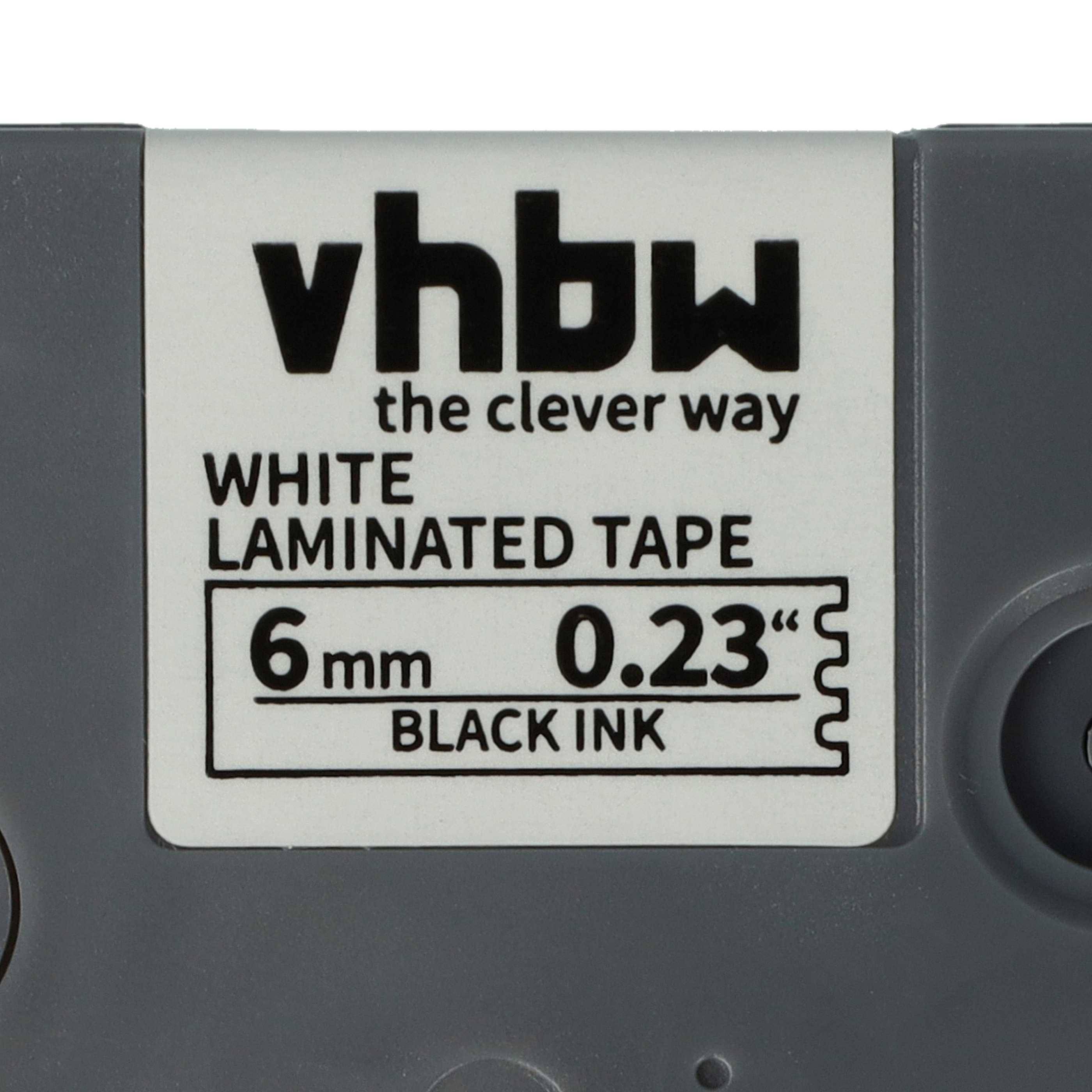 vhbw 100x Schriftband-Kassette kompatibel mit Brother PT 1200P | 1200, 1090, 1080, 1010, 1000-Serie Etiketten-Drucker 8m x 6mm Schwarz auf Weiß