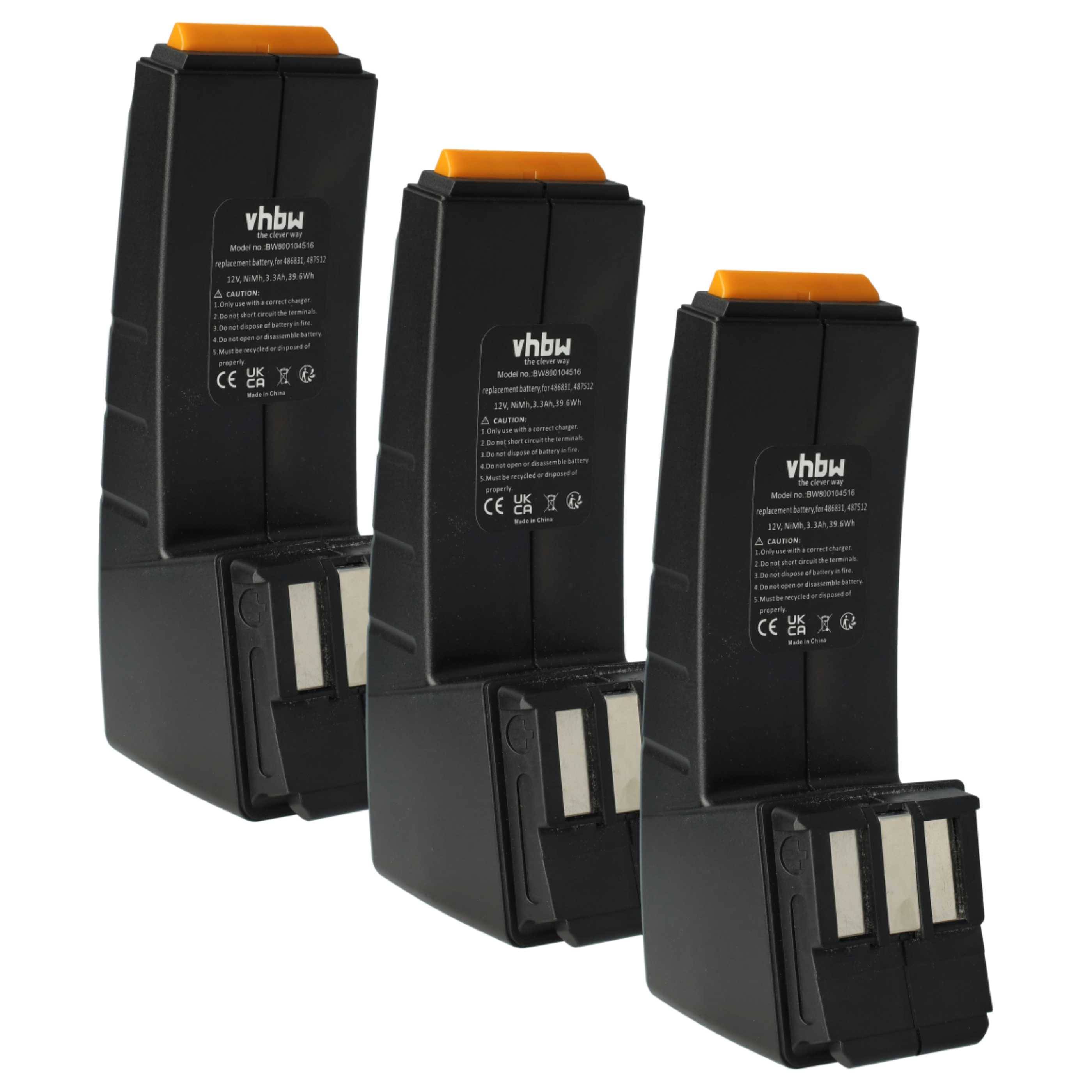 vhbw 3x Akku kompatibel mit Festo Festool CDD12ESC, CDD12ES, CDD12E, CDD12, CCD12v, CCD12MH, CCD12FX Werkzeug (3300 mAh, NiMH, 12 V)