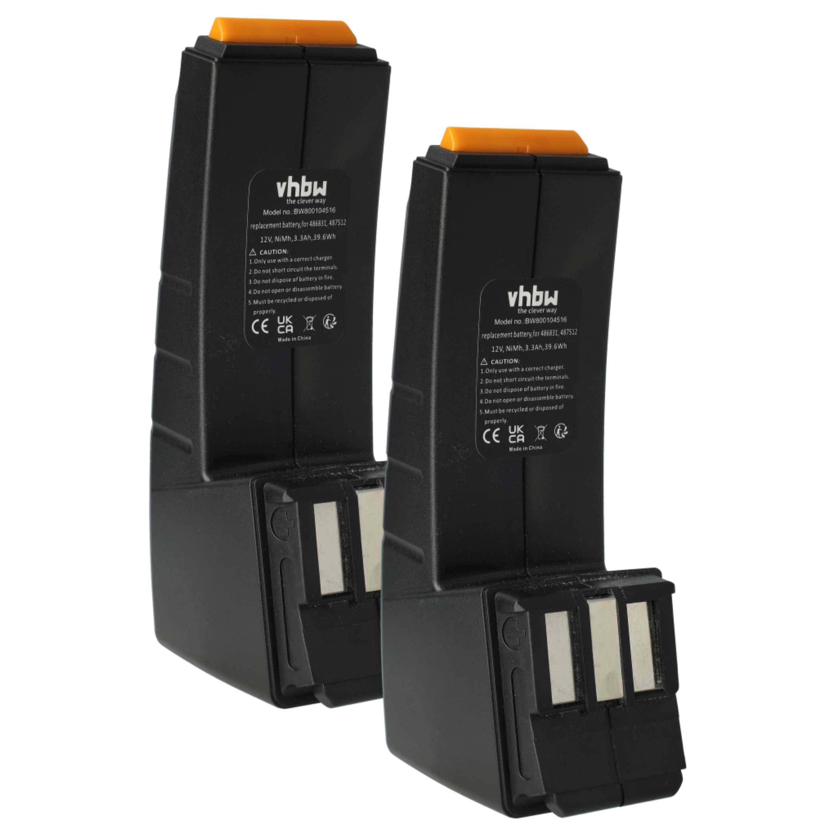 vhbw 2x Akku Ersatz für Festo Festool 491150, 490889, 490592, 490359, BP12C, BPH12C, 490360 für Werkzeug (3300 mAh, NiMH, 12 V)