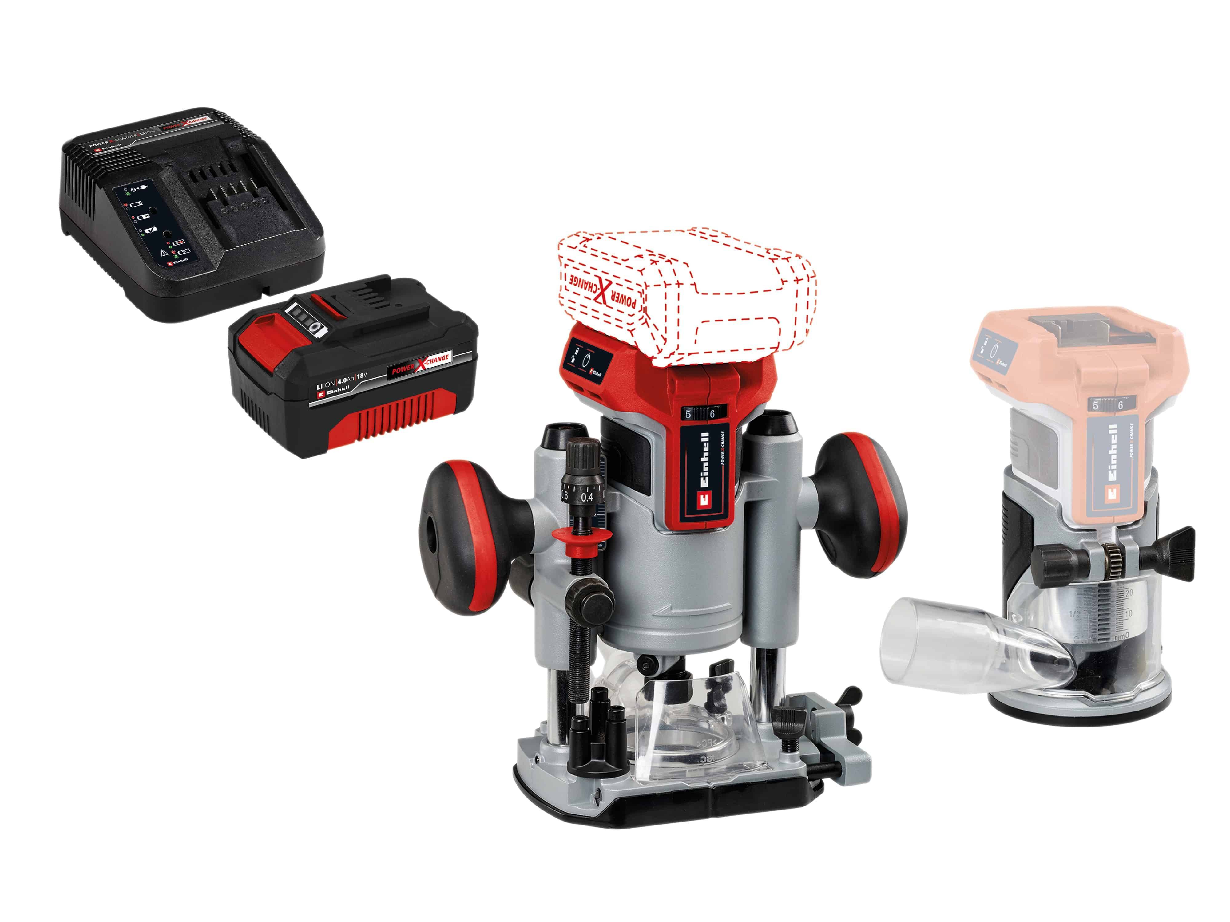 EINHELL Akku-Ober/-Kantenfräse TP-RO 18 Set Li BL Kit (1x 4,0 Ah)