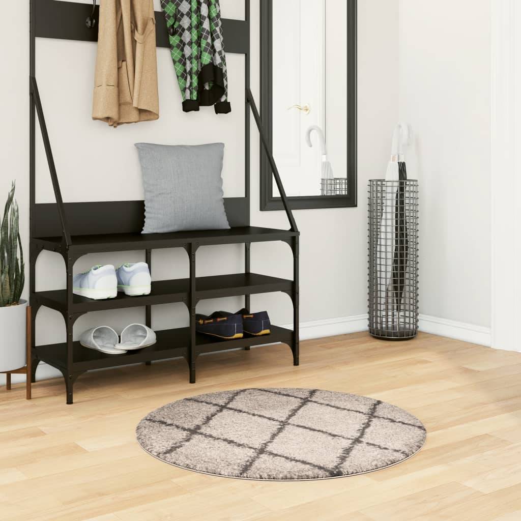 vidaXL Shaggy-Teppich PAMPLONA Hochflor Modern Beige Anthrazit Ø 80 cm