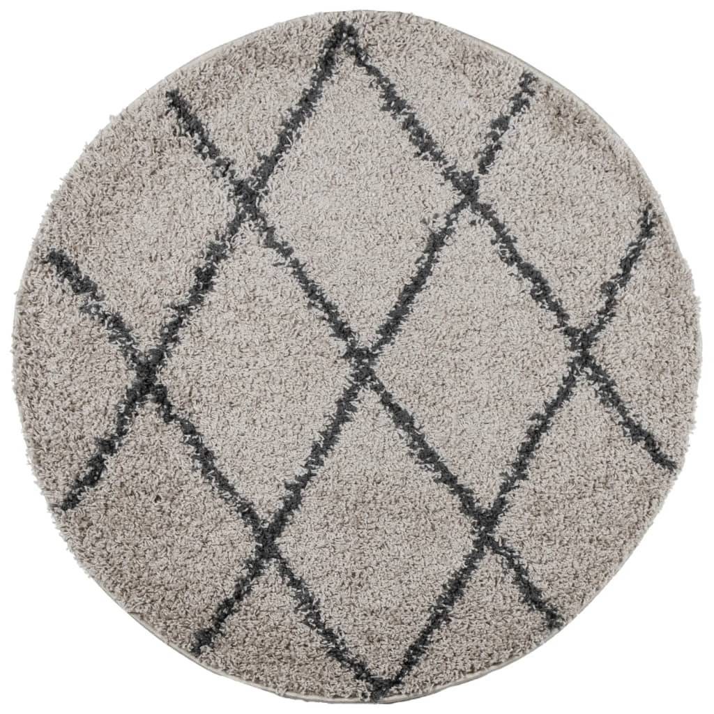 vidaXL Shaggy-Teppich PAMPLONA Hochflor Modern Beige Anthrazit Ø 80 cm