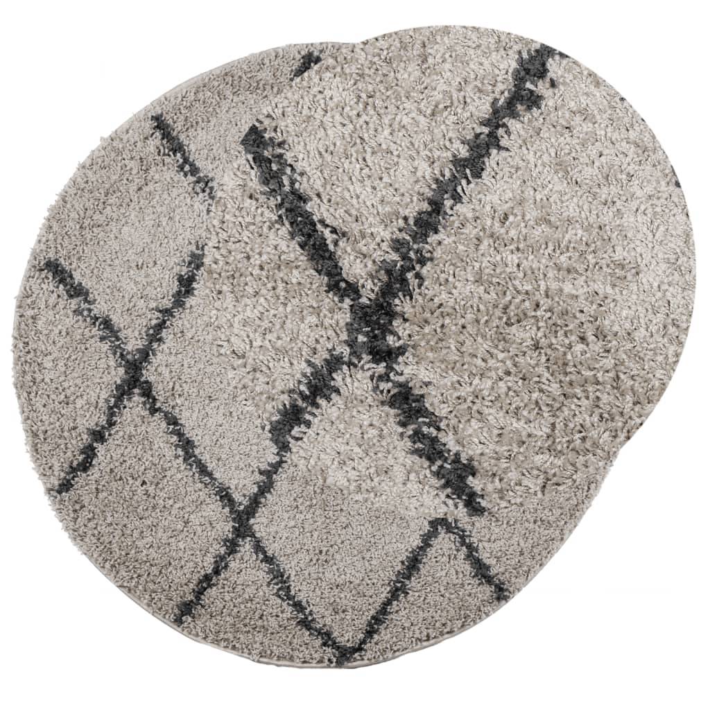 vidaXL Shaggy-Teppich PAMPLONA Hochflor Modern Beige Anthrazit Ø 80 cm