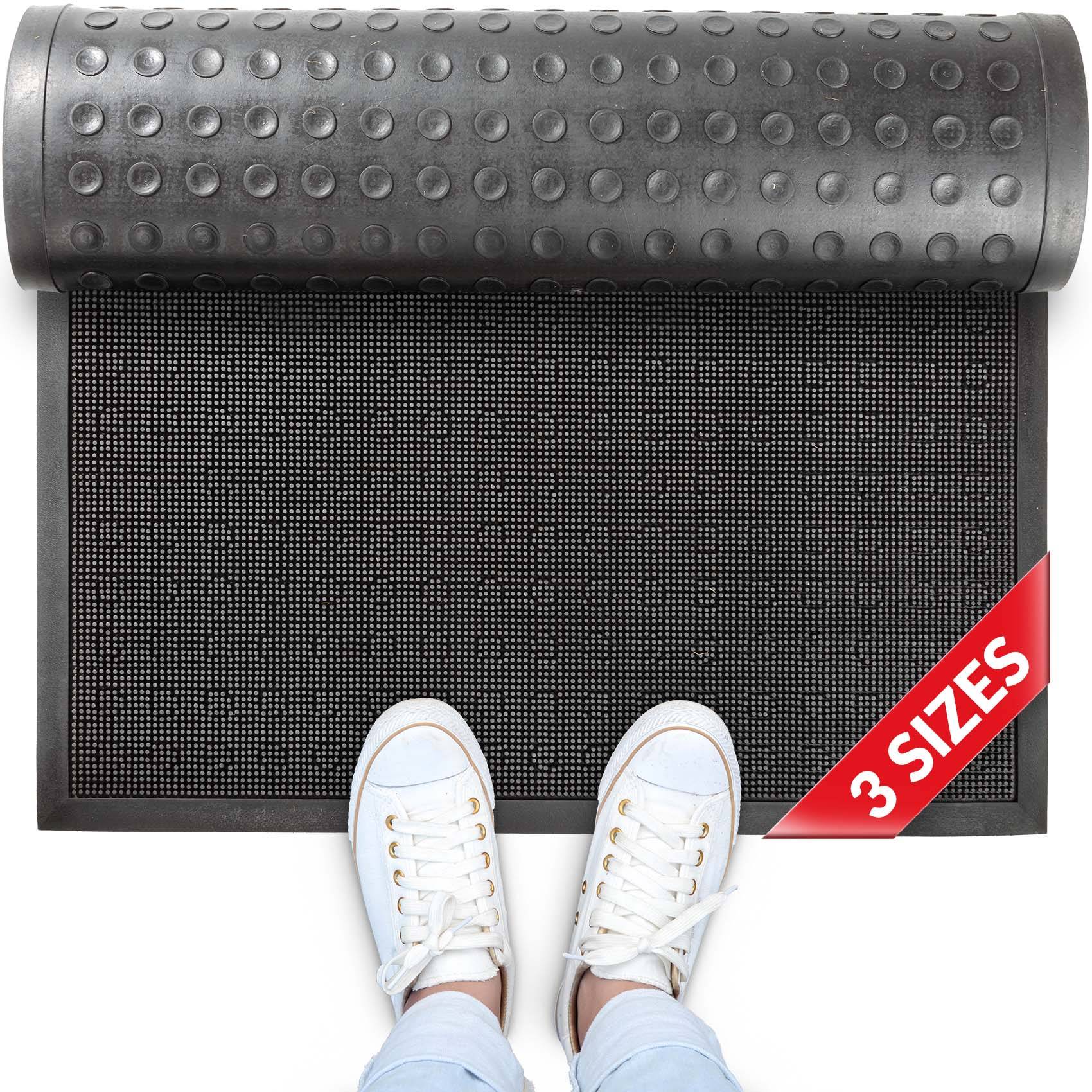 Gummimatte Türvorleger Fußabtreter mit Noppen Schwarz 91x180cm