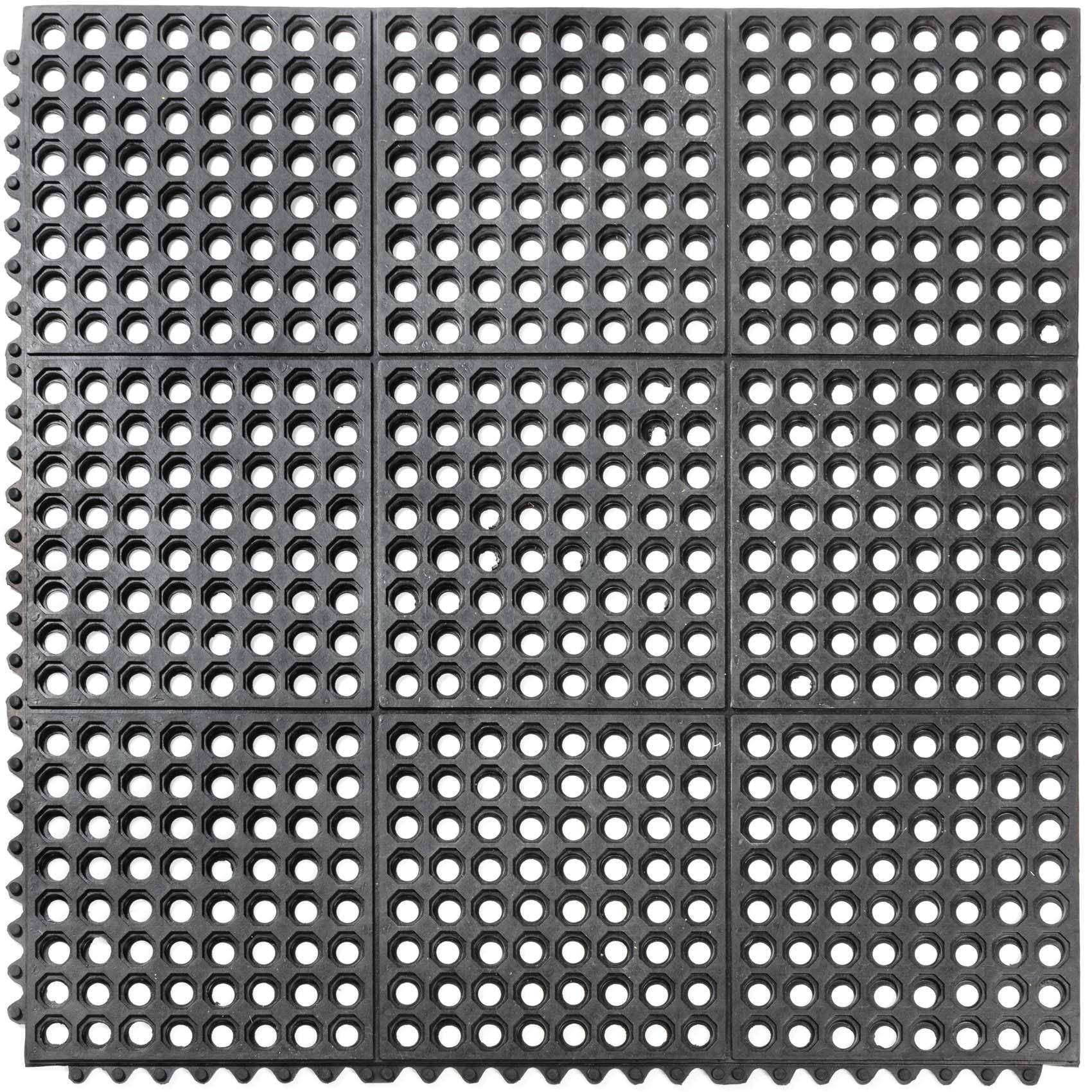 Neun quadratische perforierte Paneele in einem 3x3-Gitter angeordnet, jedes mit gleichmäßig verteilten kreisförmigen Löchern gefüllt.