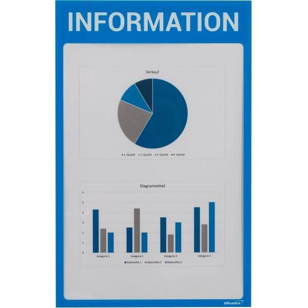 Infotaschen mit Überschrift -Information- magnetisch für DIN A4 352x225mm VE=5 Stück blau