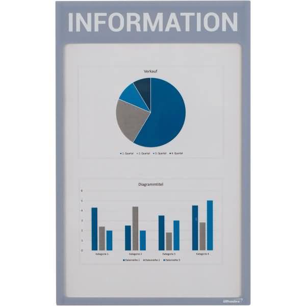 Infotaschen mit Überschrift -Information- magnetisch für DIN A4 352x225mm VE=5 Stück grau