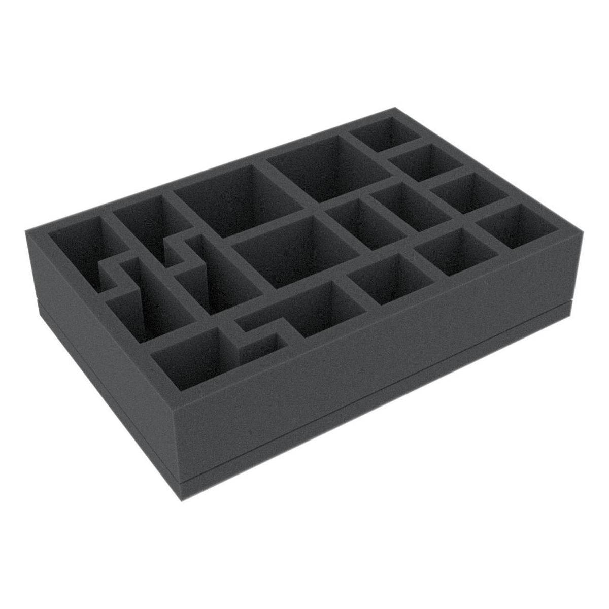HVMFIR050BO - 218 mm x 1475 mm x 50 mm Schaumstoffeinlage für Brettspiele mit 17 Fächern