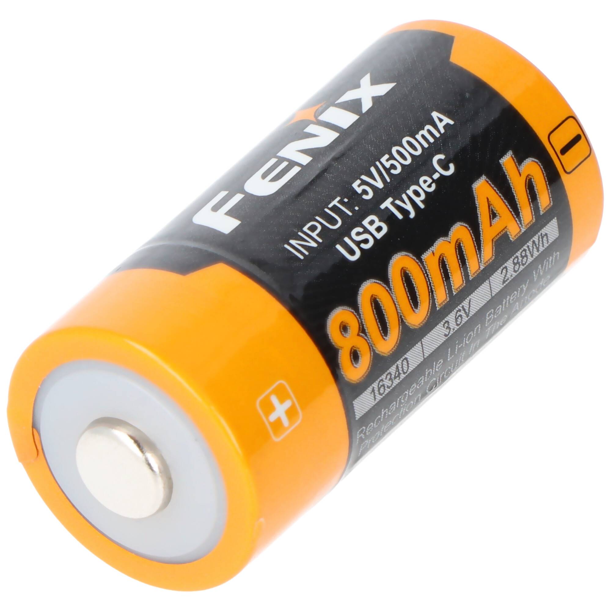 Fenix ARB-L16-800UP geschützer Li-Ion Akku 16340 RC123A, 800mAh, mit USB-C Ladebuchse