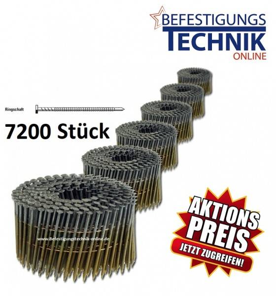 2,5x65mm Ring verzinkt 16° Coilnägel für Coilnagler Prebena Paslode BeA Bostitch 7,2M K