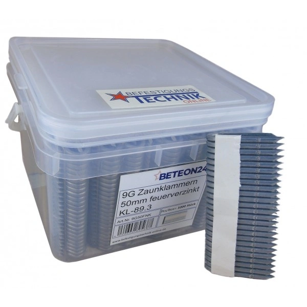 Zaunklammern 50mm 9GA für Paslode Stockade St400i DeWalt DCFS950 Freeman LD400 KL-89.3 1,0M Zaunklammern 50mm 9GA für Paslode Stockade St400i DeWalt DCFS950 Freeman LD400 KL-89.3 1,0M