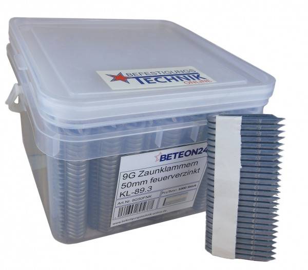 Zaunklammern 50mm 9GA für Paslode Stockade St400i DeWalt DCFS950P2-QW Freeman LD400 KL-89.3 1,0M