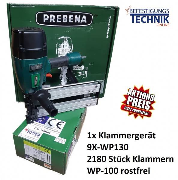Prebena 9X-WP130 Breitrückenklammergerät 75-130mm + WP100CRFHA-ETA KL-62