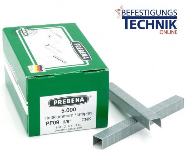 Klammern verzinkt 11/9mm für Prebena PF09CNK HFPF09 DNPF16 HFPF14 Rapid 140 R11 KL-35 5M