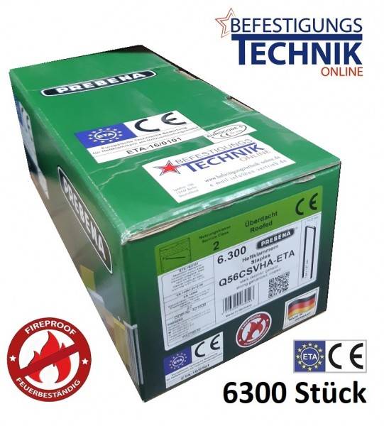 Prebena Q56CSVHA-ETA 56mm Brandschutz Klammern verzinkt für Senco Würth Q Haubold HD7900 6,3M KL-39