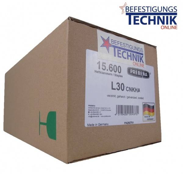 Prebena Klammern L 30mm CNK verzinkt 4C-L50 G5562 Bostitch S5 Senco N Würth 155 BEA KL-26 15,6M