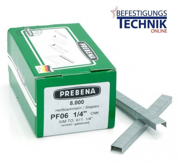 Klammern verzinkt 11/6mm für Prebena PF06CNK HFPF09 DNPF16 Stanley 6-PHT150 Bostitch BHT150C KL-35 8