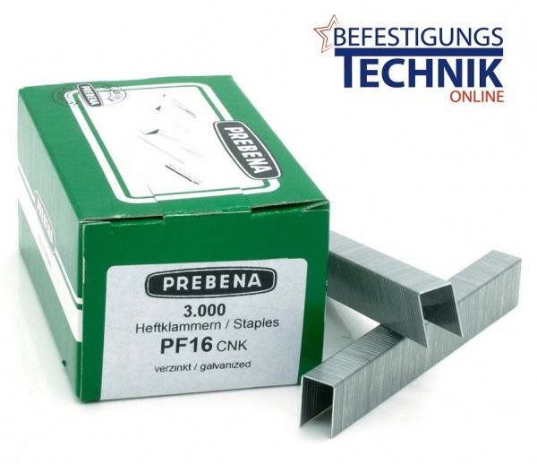 Klammern verzinkt 11/16mm für Prebena PF016CNK DNPF16 KL-35