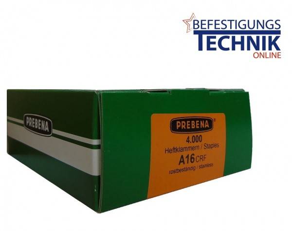 Prebena Klammern A16CRF A 80/16mm A2 rostfrei für 1XR-A16 1GP-A16 1GP-A25 KL-01 4M