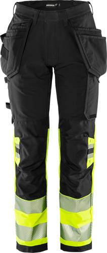Fristads High Vis Green Handwerker Stretchhose Damen Kl. 1 2663 GSTP - Warnschutz-Gelb/Schwarz/36 134237-196-36