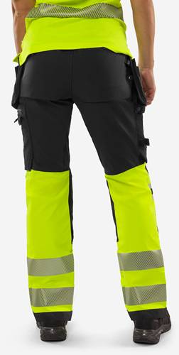 Fristads High Vis Green Handwerker Stretchhose Damen Kl. 1 2663 GSTP - Warnschutz-Gelb/Schwarz/36 134237-196-36
