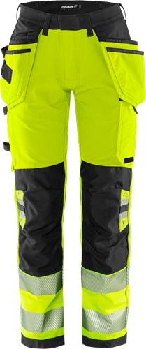 Fristads High Vis Green Handwerker Stretchhose Damen Kl. 2 2664 GSTP - Warnschutz-Gelb/Schwarz/36 134239-196-36