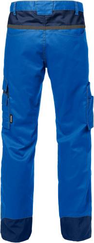 Blaue Utility-Hose mit mehreren Taschen, entwickelt für Langlebigkeit und Funktionalität.