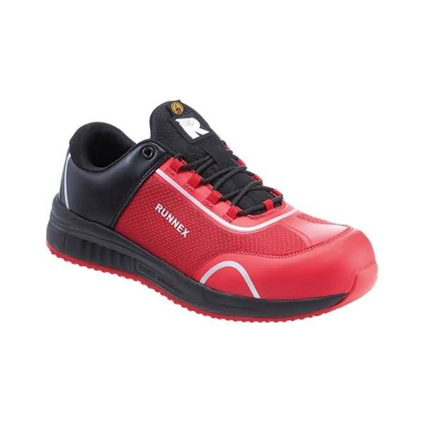 Rot-schwarzer Sportschuh mit Schnürsenkeln und 