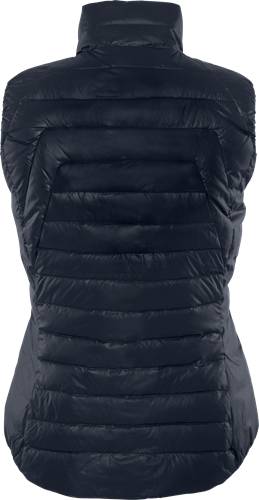 Nahaufnahme einer dunklen, gepolsterten Winterjacke mit einem gesteppten Muster, die deren Textur und Wärme betont.