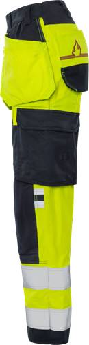 Fristads Flamestat High Vis Handwerker Stretch Hose Kl. 2 Damen 2164 ATHF - Warnschutz-Gelb/Marine/50 300374-171-50