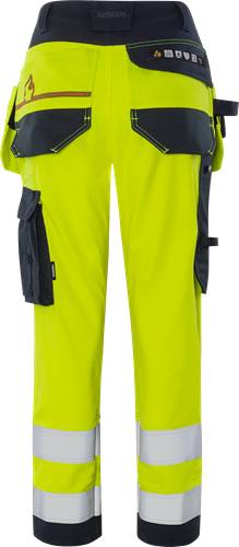 Fristads Flamestat High Vis Handwerker Stretch Hose Kl. 2 Damen 2164 ATHF - Warnschutz-Gelb/Marine/48 300374-171-48