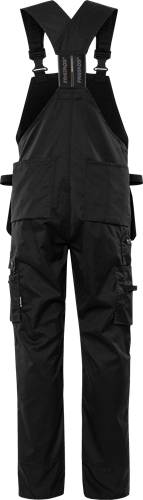 Detailaufnahme von schwarzen Cargo-Hosen mit mehreren Utility-Taschen, die ihre Funktionalität und das Design für Arbeits- oder Freizeitbekleidung hervorheben.
