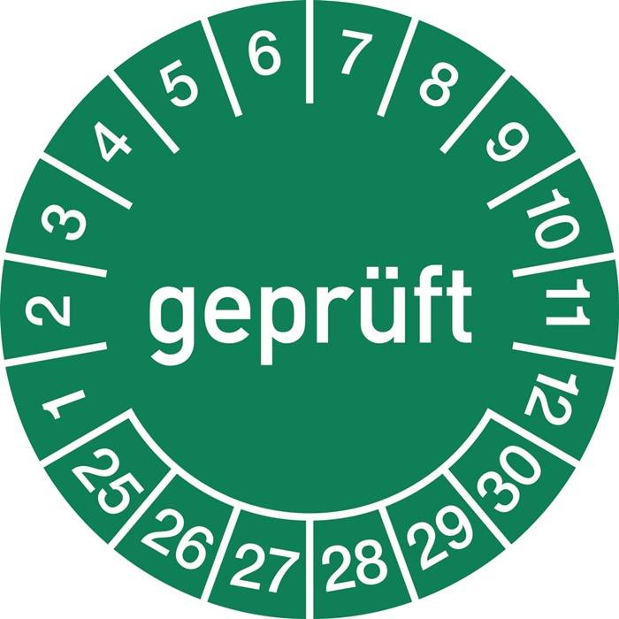 Mehrjahresprüfplakette D.30mm gepr.2025-2030 Folie Btl.a 100 St.