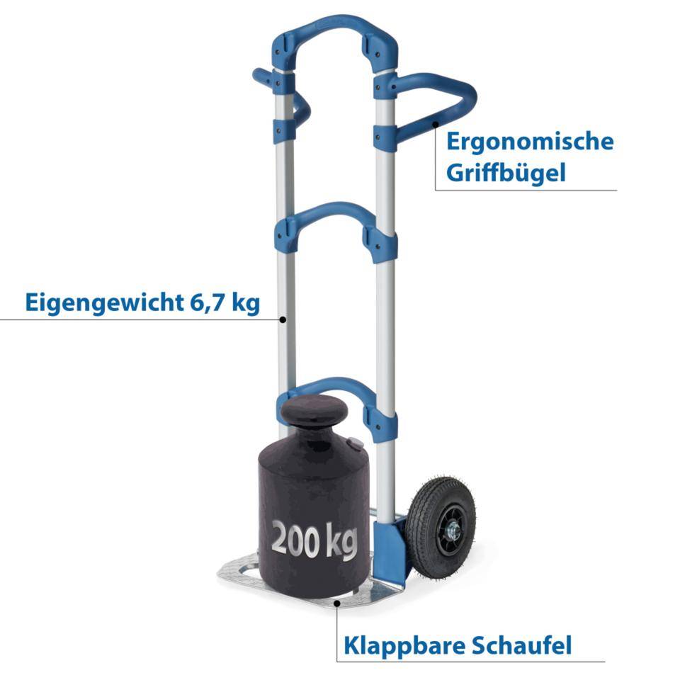 fetra® Alu-Kompaktkarre Wuppi, blau, Aluminium, 570x445x1250mm, 6,7kg