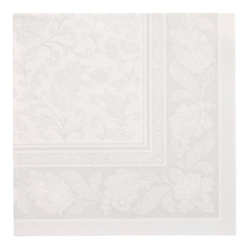 50 Servietten "ROYAL Collection" 1/4-Falz 40 cm x 40 cm weiss "Ornaments". Material: Tissue. Farbe: weiss