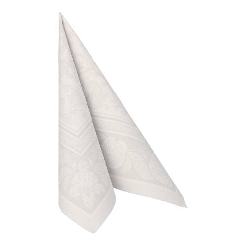 50 Servietten "ROYAL Collection" 1/4-Falz 40 cm x 40 cm weiss "Ornaments". Material: Tissue. Farbe: weiss
