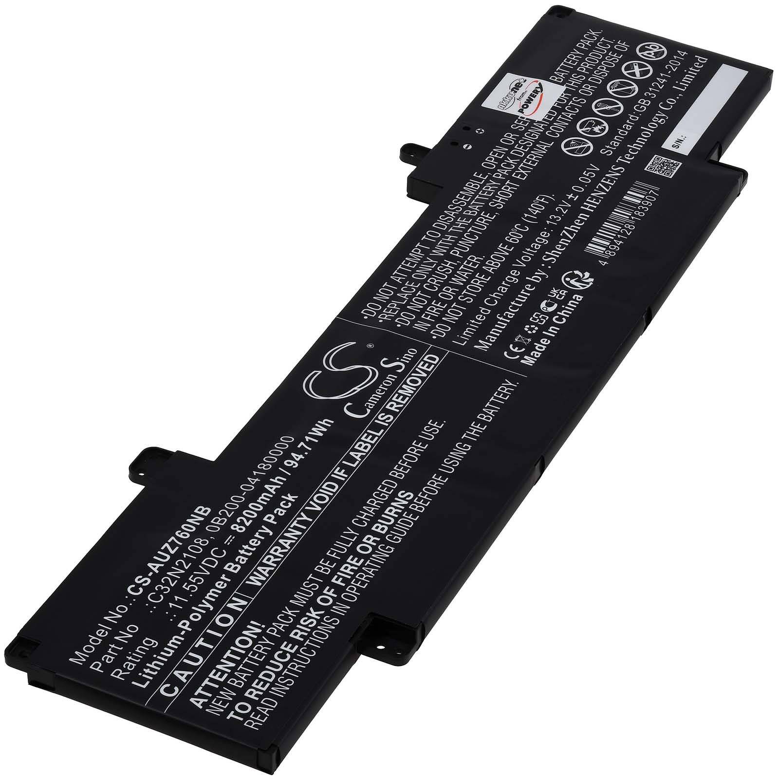 Powery Akku passend für Laptop Asus ZenBook Pro 16X OLED UZ7602ZM Typ C32N2108, 11,55V, Li-Polymer