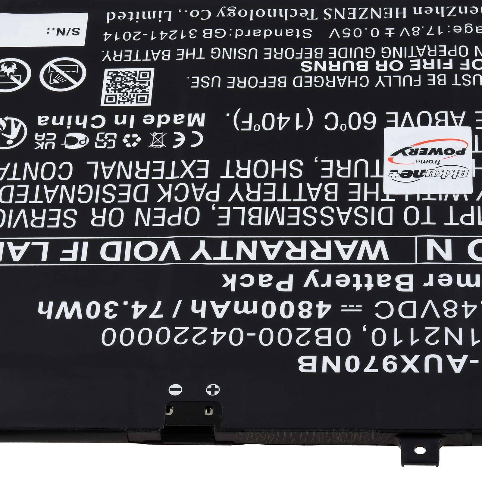 Powery Akku für Asus Zenbook 17 Fold OLED Laptop, 15,48V, Li-Polymer