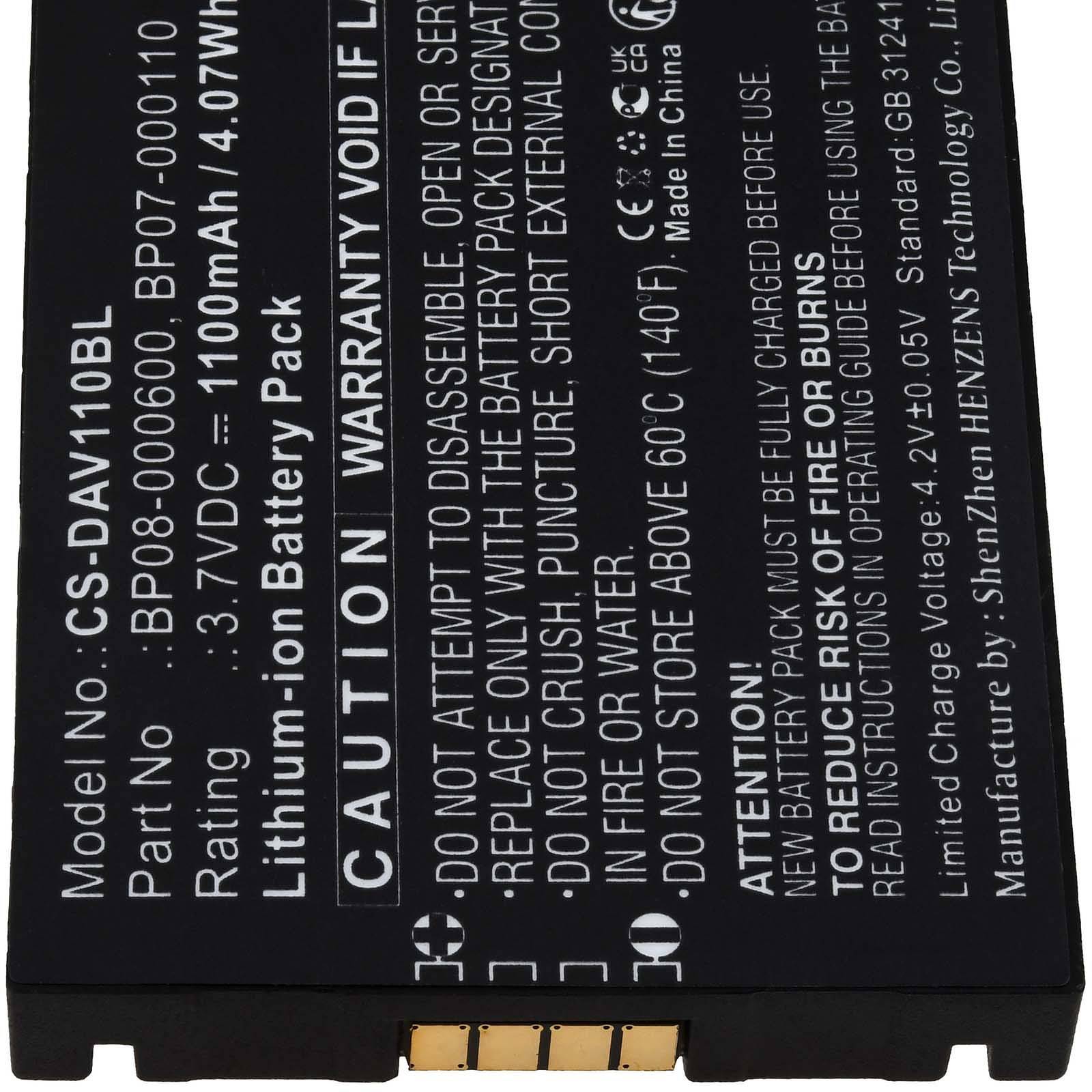 Powery Akku kompatibel mit Datalogic Typ BP07-000110, 3,7V, Li-Ion