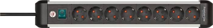 Steckdosenleiste Premium-Alu-Line 8fach Kabel-L.3m silber/schwarz m.Schalter