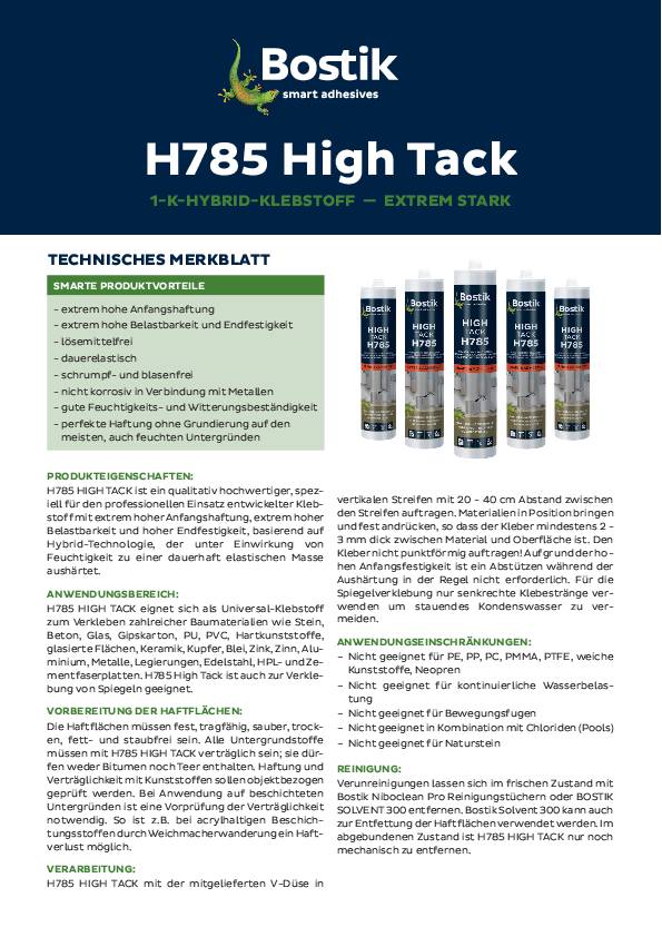 1K-Hybrid-Klebstoff High Tack H785 weiß 450g Kartusche BOSTIK
