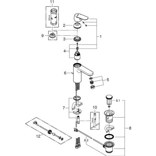 Grohe EHM Waschtisch Eurosmart C mittelhoch mit Ablaufgarnitur 23325 VC Grohe EHM Waschtisch Eurosmart C mittelhoch mit Ablaufgarnitur 23325 VC