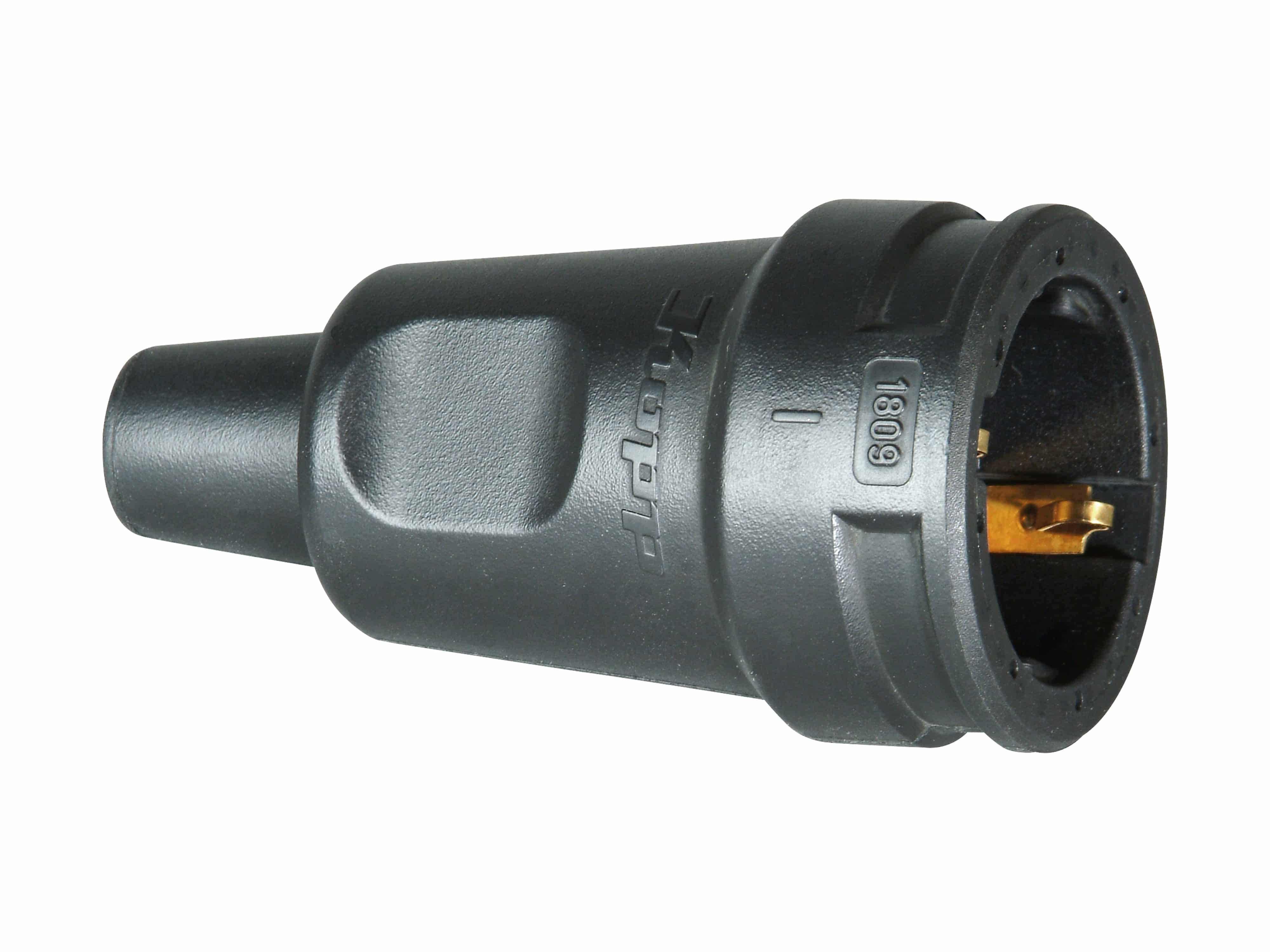 KOPP Schutzkontakt-Kupplung 180916009, groß, Vollgummi, Knickschutz, schwarz